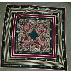 Vintage Girl Scout Scarf Wrap paisley green white